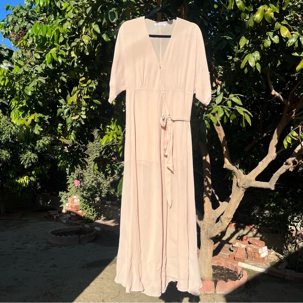 REFORMATION peach orange pink nude short sleeve maxi wrap dress